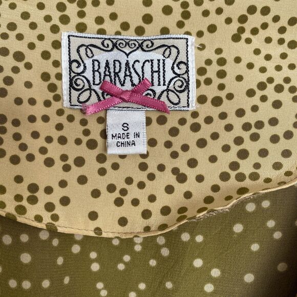 Baraschi Silk Dress Pockets Tie Waist Puffed Sleeves Sz Small Fairy Feminine - Picture 6 of 7